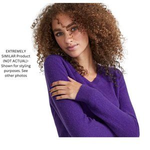 100% Cashmere Purple V Neck Sweater by Charter Club